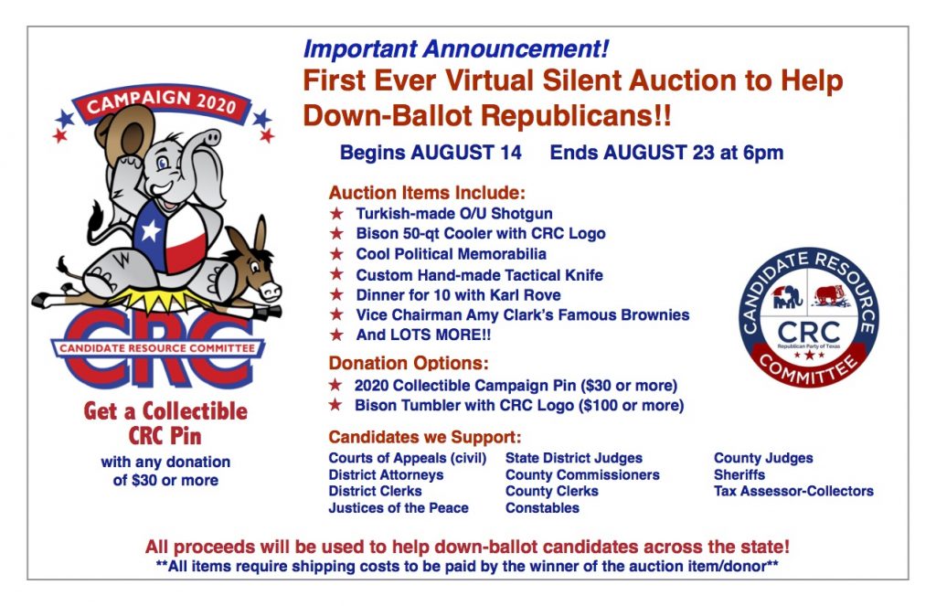 Graphic highlighting items for auction through the CRC.